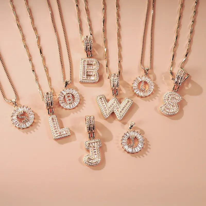 2 Pack Initial Necklaces Letter Pendant Necklaces 14K Gold Plated Alphabet Necklaces with Adjustable 17''-19'' Chain for Women Mother’s Day Gift