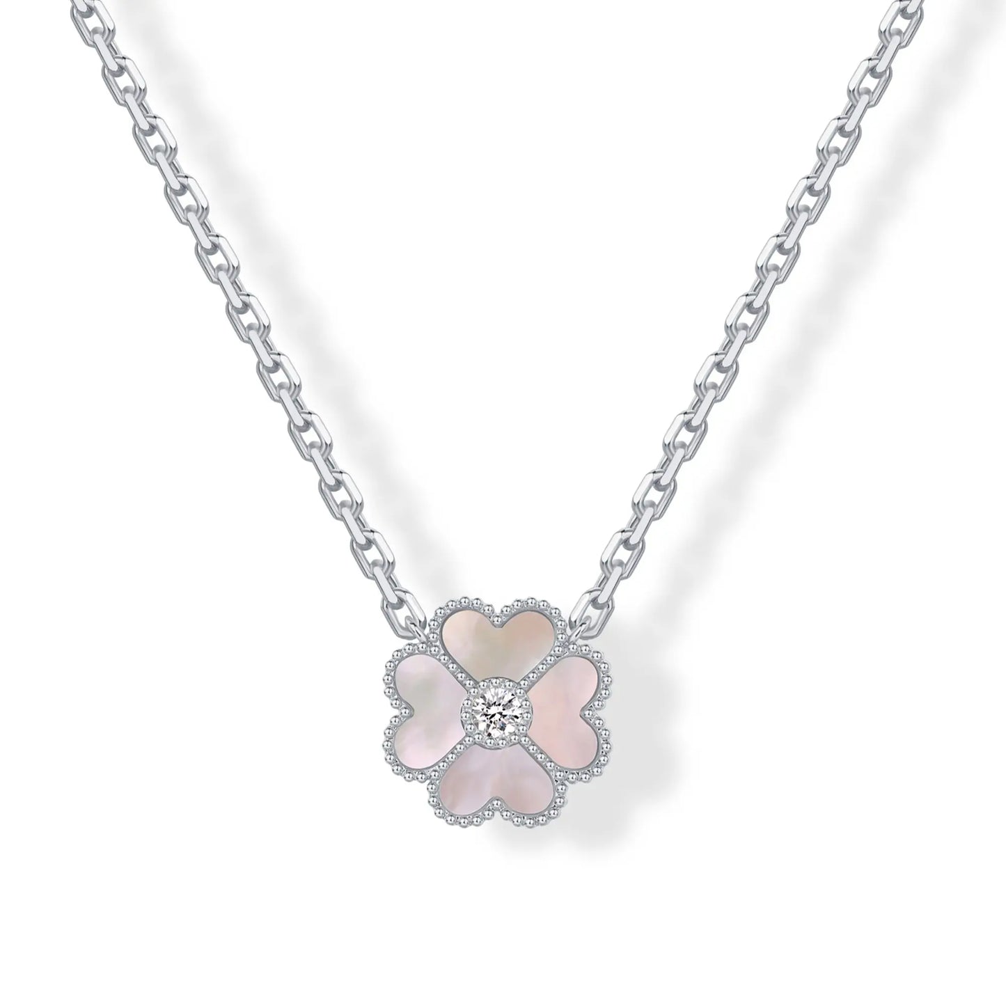Gold Plated Clover Necklaces for Women - Black Onyx & Mother of Pearl Gemstone Pendant Necklace - Adjustable Chain Hypoallergenic Jewelry Gifts