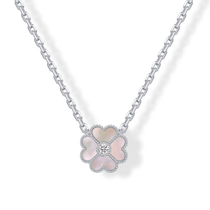 Gold Plated Clover Necklaces for Women - Black Onyx & Mother of Pearl Gemstone Pendant Necklace - Adjustable Chain Hypoallergenic Jewelry Gifts