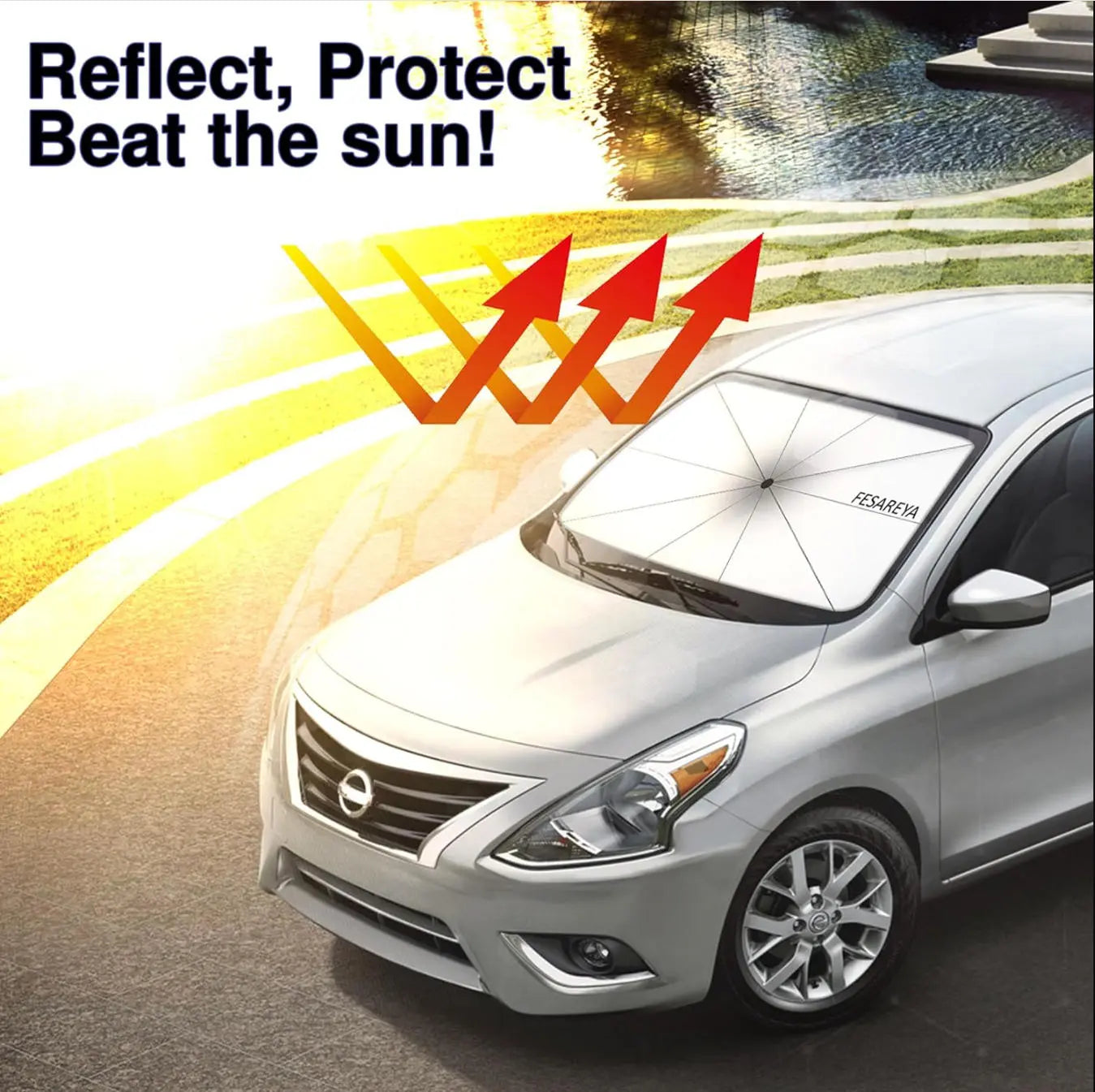 Parasol portátil para parabrisas de coche, paraguas plegable para enfriamiento de parabrisas para uso diario, accesorios exteriores de coche, parasoles para coche