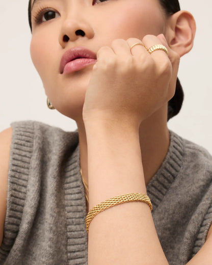 Waterproof Chunky Chain Bracelet for Women - 14K Gold Plated Trendy Adjustable Chain Bracelet - Lightweight Stainless Steel Jewelry