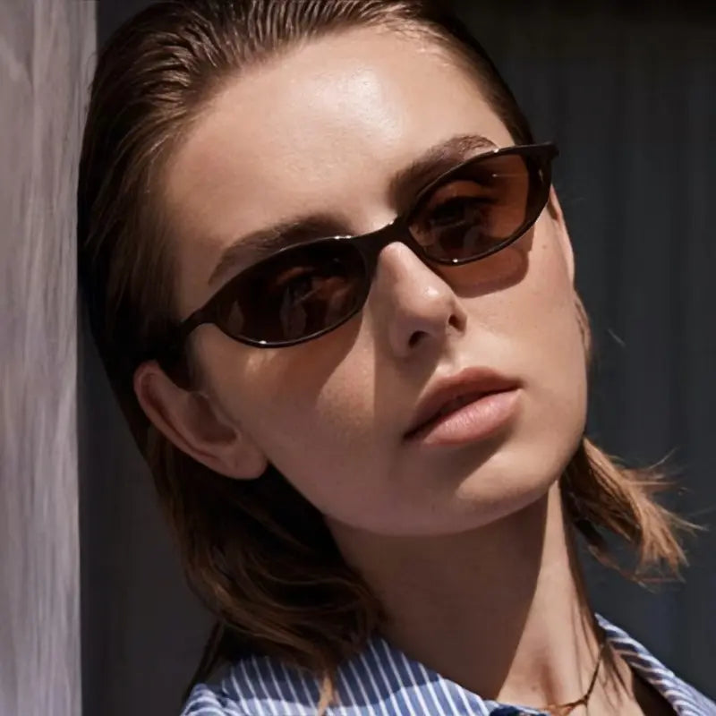 〖Verano a tope〗3 gafas de sol retro ovaladas para mujer, elegantes, estilo ojo de gato, de los 90, ligeras, con montura estrecha, modernas, con protección UV, gafas de sol vintage estilo chica rica, gafas de sol para mujer