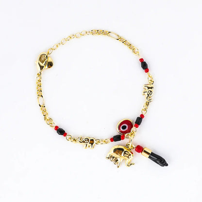 14K Real Gold Plated Elephant Evil Eye Bracelet Jewelry Adjustable Hypoallergenic Bohemian Style Anklet for Women
