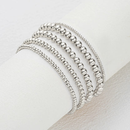 Gold Bracelet for Women Waterproof, Beaded Strand Bead Ball Bracelet stack Adjustable for Gifts