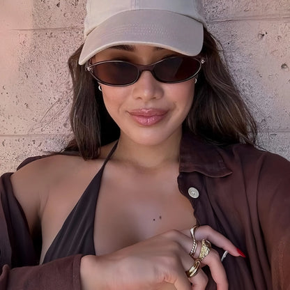〖Verano a tope〗3 gafas de sol retro ovaladas para mujer, elegantes, estilo ojo de gato, de los 90, ligeras, con montura estrecha, modernas, con protección UV, gafas de sol vintage estilo chica rica, gafas de sol para mujer