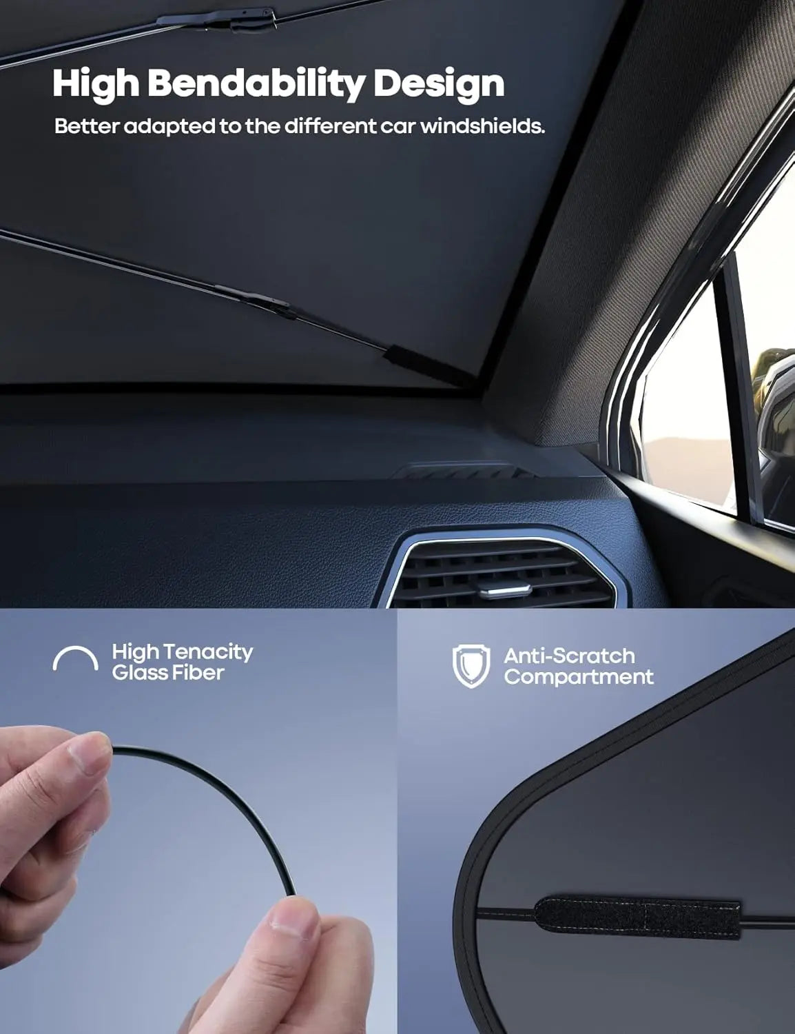 Parasol portátil para parabrisas de coche, paraguas plegable para enfriamiento de parabrisas para uso diario, accesorios exteriores de coche, parasoles para coche