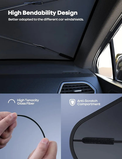 Parasol portátil para parabrisas de coche, paraguas plegable para enfriamiento de parabrisas para uso diario, accesorios exteriores de coche, parasoles para coche