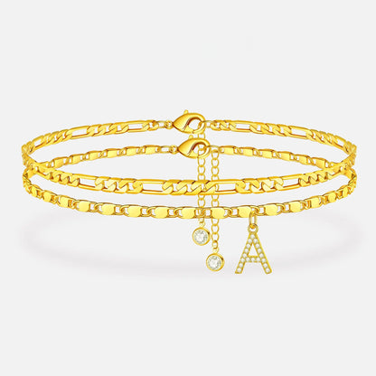 Tobilleras para mujer con delicada cadena y colgante de inicial, hipoalergénicas, con letras de la A a la Z, regalos para niñas, moderno, tamaño ajustable, impermeable, accesorios de disfraz