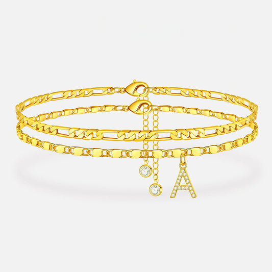 Tobilleras para mujer con delicada cadena y colgante de inicial, hipoalergénicas, con letras de la A a la Z, regalos para niñas, moderno, tamaño ajustable, impermeable, accesorios de disfraz
