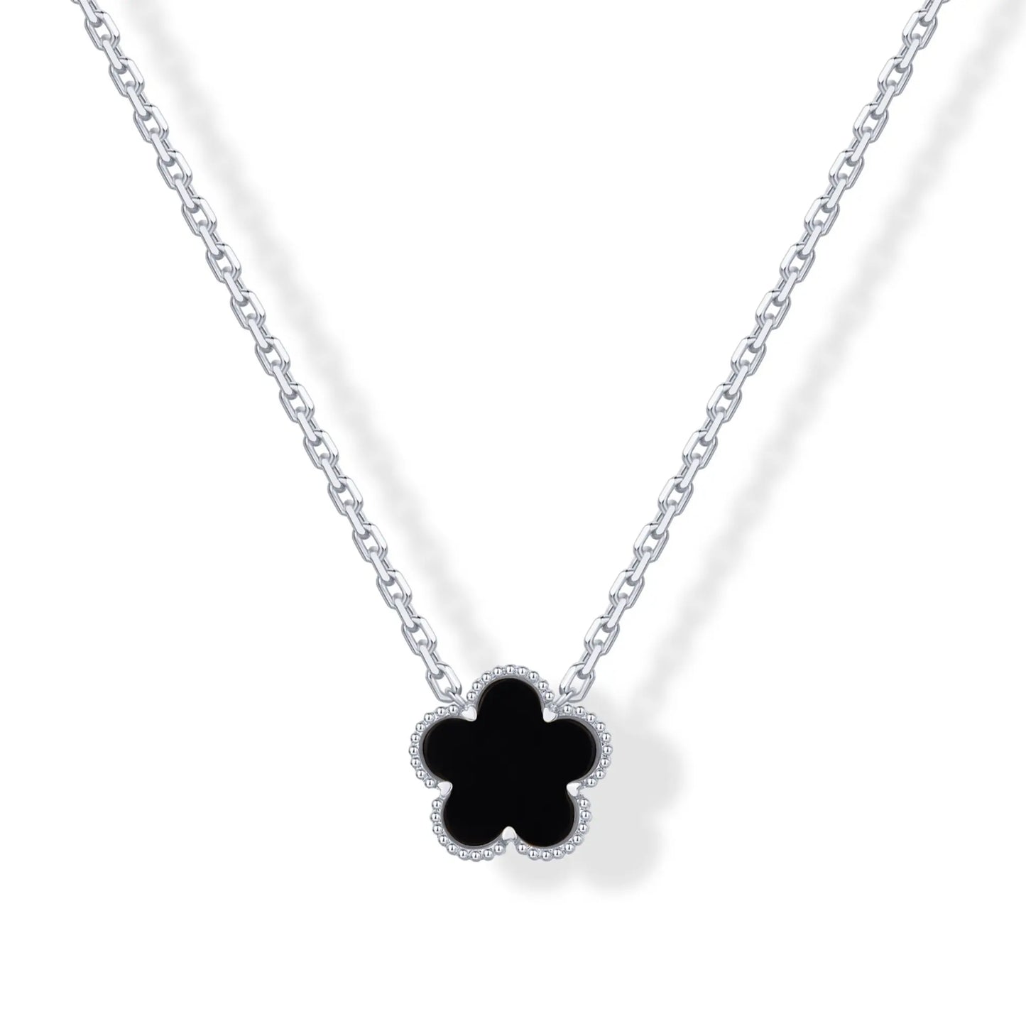 Gold Plated Clover Necklaces for Women - Black Onyx & Mother of Pearl Gemstone Pendant Necklace - Adjustable Chain Hypoallergenic Jewelry Gifts