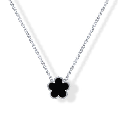 Gold Plated Clover Necklaces for Women - Black Onyx & Mother of Pearl Gemstone Pendant Necklace - Adjustable Chain Hypoallergenic Jewelry Gifts