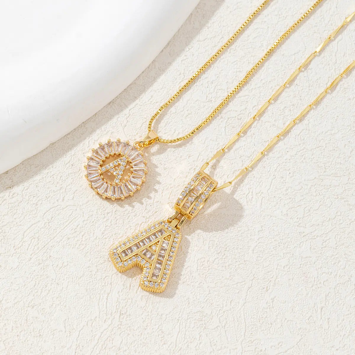 2 Pack Initial Necklaces Letter Pendant Necklaces 14K Gold Plated Alphabet Necklaces with Adjustable 17''-19'' Chain for Women Mother’s Day Gift