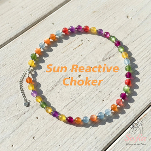 Dopamine Necklace - Rainbow Beaded Choker - UV Reactive Necklace Waterproof - Summer Jewelry Stainless Steel, Stackable tiktokshopspringglowup