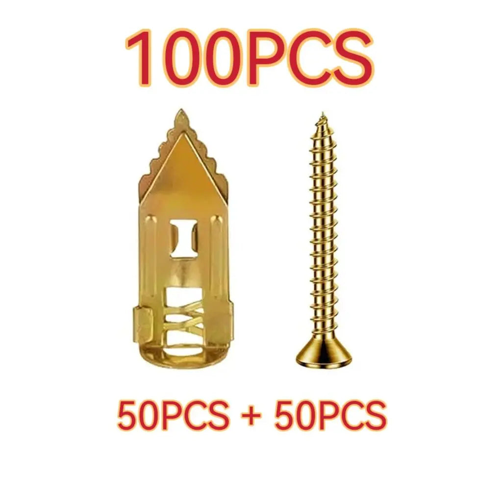 Self-Drilling Drywall Expansion Plug Anchors Kit (40PCS, 100PCS, 200PCS Options) – No Drill Needed, Strong Load-Bearing, Corrosion-Resistant, Easy to Hang for Home & Office, Includes Anchors, Screws, Adjustable Hooks & Bracket for Quick Install