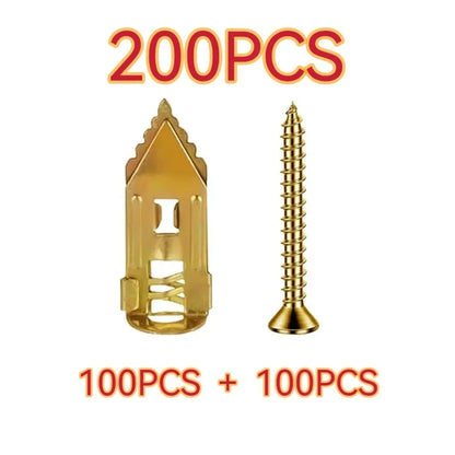 Self-Drilling Drywall Expansion Plug Anchors Kit (40PCS, 100PCS, 200PCS Options) – No Drill Needed, Strong Load-Bearing, Corrosion-Resistant, Easy to Hang for Home & Office, Includes Anchors, Screws, Adjustable Hooks & Bracket for Quick Install