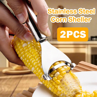 2 Counts Corn Peeler, Commercial-Grade Corn Shucker - Rustproof Steel Blade for Bulk Corn Processing