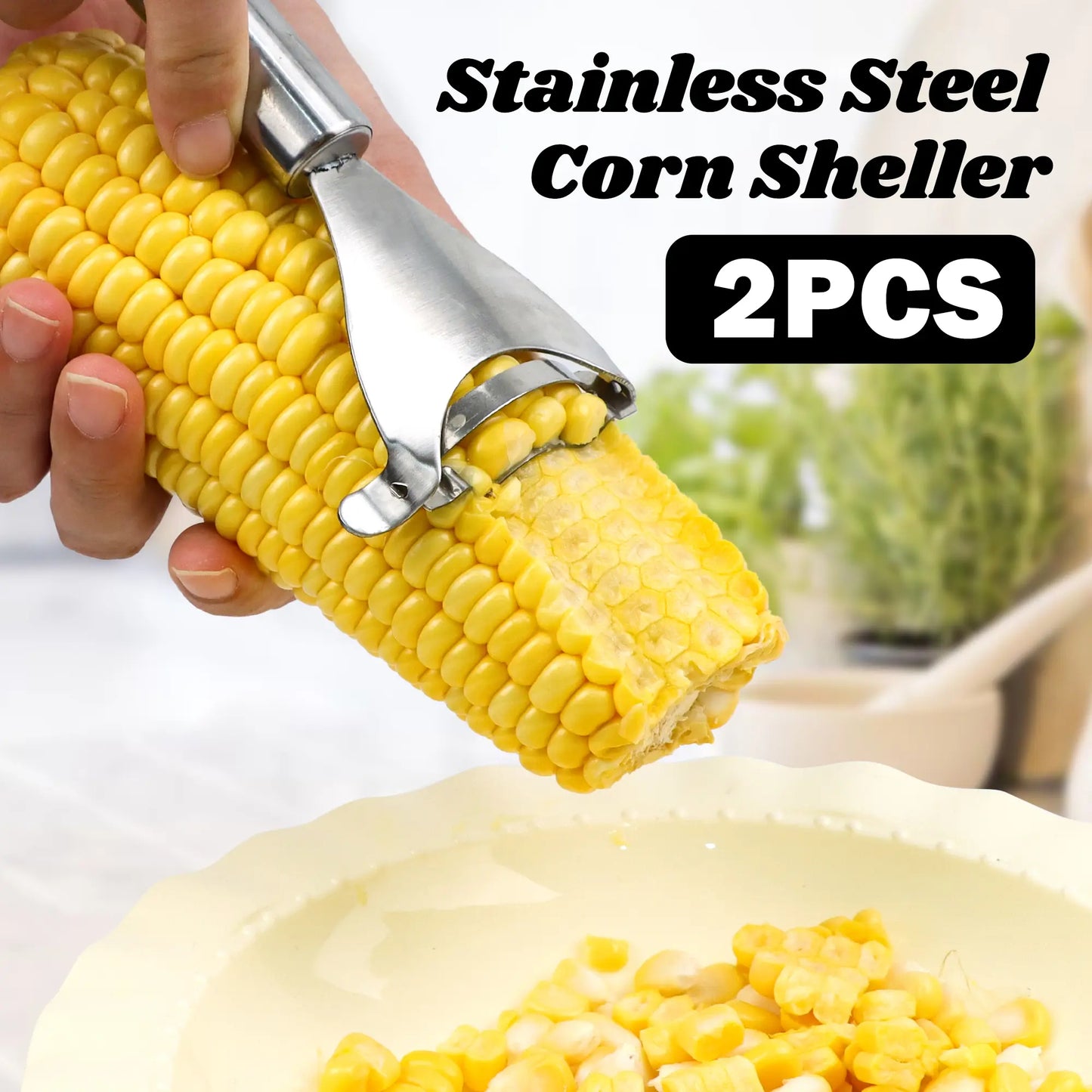 2 Counts Corn Peeler, Commercial-Grade Corn Shucker - Rustproof Steel Blade for Bulk Corn Processing