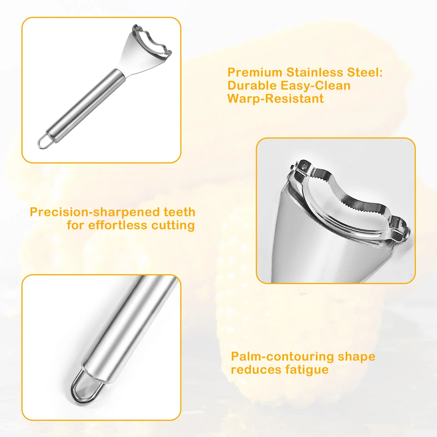 2 Counts Corn Peeler, Commercial-Grade Corn Shucker - Rustproof Steel Blade for Bulk Corn Processing