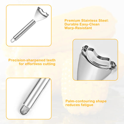 2 Counts Corn Peeler, Commercial-Grade Corn Shucker - Rustproof Steel Blade for Bulk Corn Processing