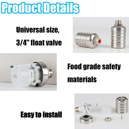 2PCS Water Level Control 2Pcs Float Valve 304 Stainless Steel Mini Floating Ball Valve Auto Shut Off Upper/Side Water Intake Safe Water Tank