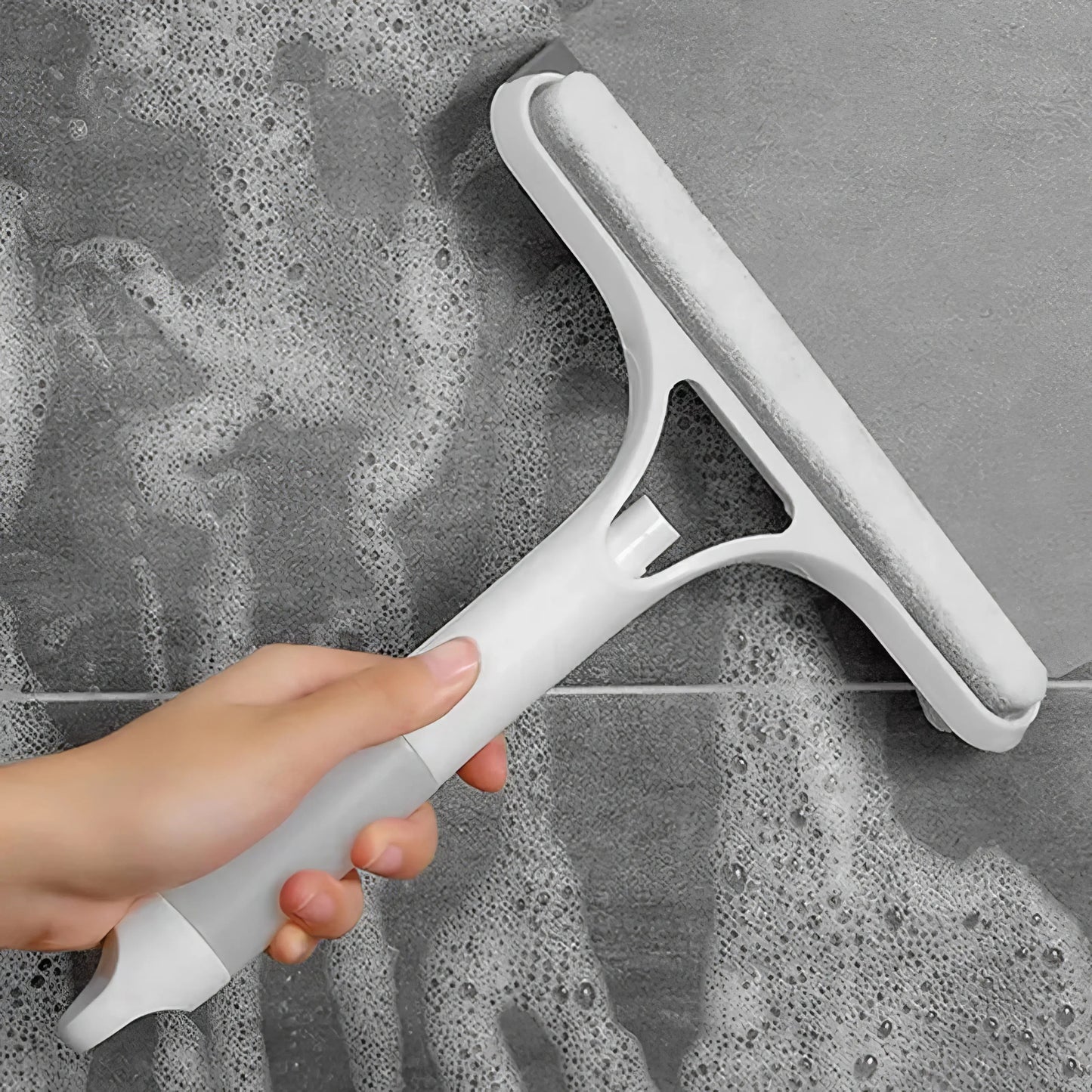 3 in 1 Window Cleaning Scraper, Squeegee and Scrubber with Spray, Multifunctional Household Cleaning Tool, Car Windshield Cleaner,Lightweight Silicone Microfiber Wipe