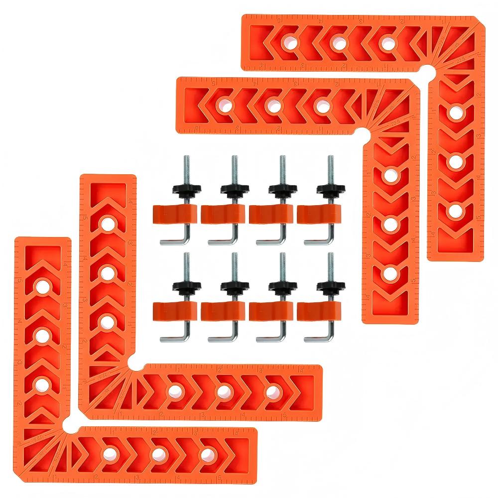 4PCS Right Angle Clamp Kit – for picture frames, boxes, Furniture, Home, cabinets or drawers & stone positioning; multi-surface adjustable fastening tool