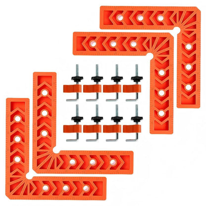 4PCS Right Angle Clamp Kit – for picture frames, boxes, Furniture, Home, cabinets or drawers & stone positioning; multi-surface adjustable fastening tool