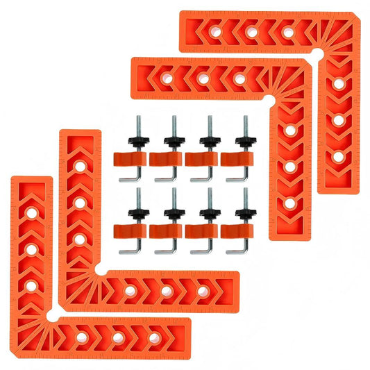 4PCS Right Angle Clamp Kit – for picture frames, boxes, Furniture, Home, cabinets or drawers & stone positioning; multi-surface adjustable fastening tool