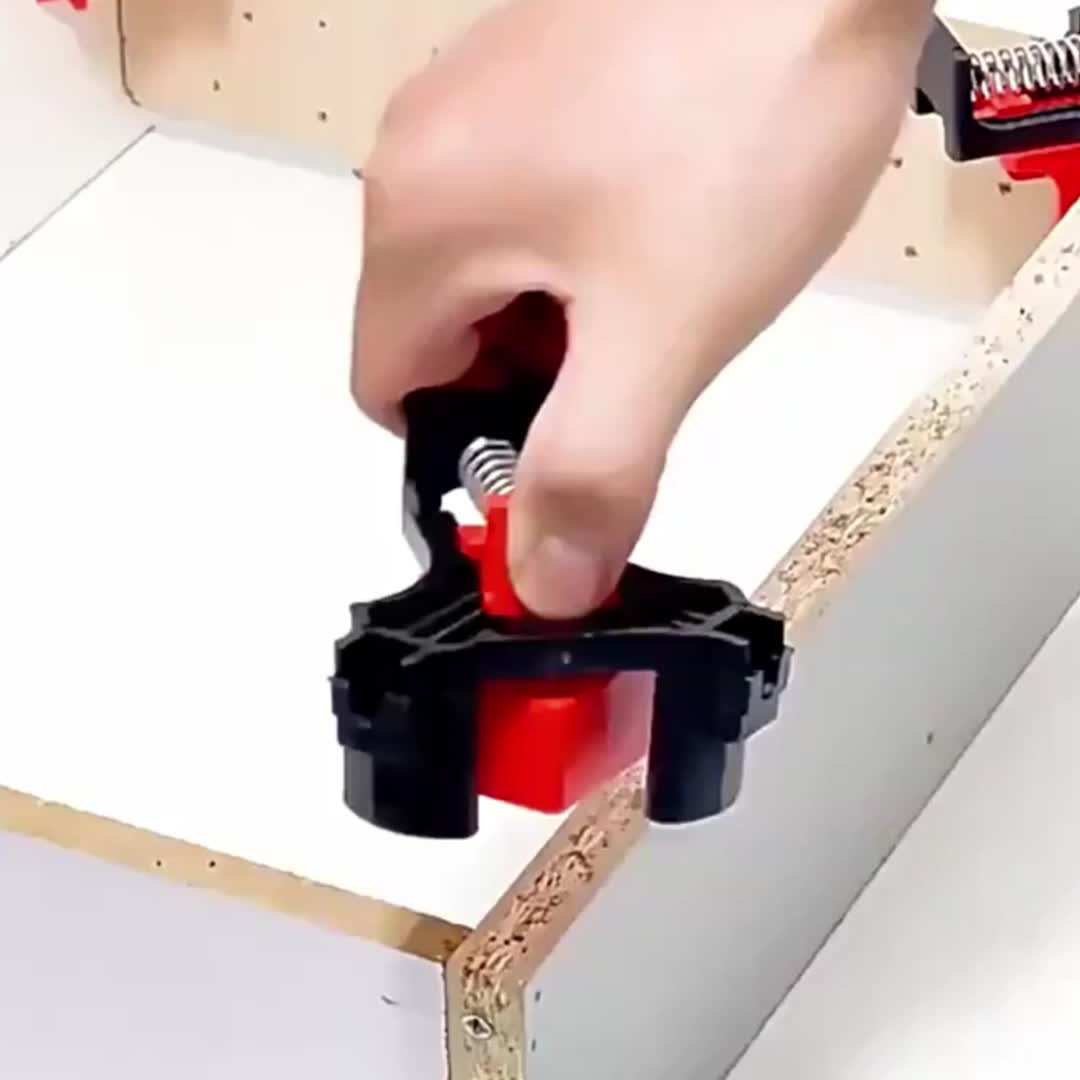 4pcs Adjustable Spring-Loaded Right Angle Corner Clamps - Heavy-Duty Plastic Woodworking Clamps with Ergonomic Handle & Locking Mechanism, Clamp with Thread, Multi-angle Clamping For Cabinets, Photo Framing