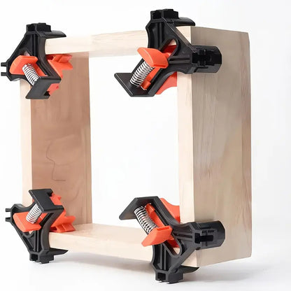 4pcs Adjustable Spring-Loaded Right Angle Corner Clamps - Heavy-Duty Plastic Woodworking Clamps with Ergonomic Handle & Locking Mechanism, Clamp with Thread, Multi-angle Clamping For Cabinets, Photo Framing