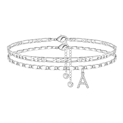 Tobilleras para mujer con delicada cadena y colgante de inicial, hipoalergénicas, con letras de la A a la Z, regalos para niñas, moderno, tamaño ajustable, impermeable, accesorios de disfraz
