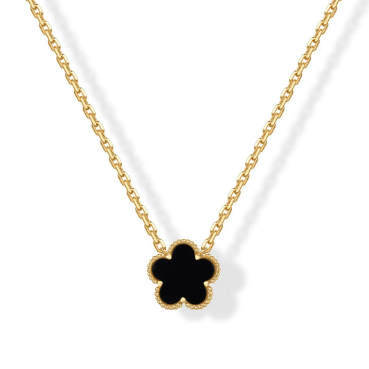 Gold Plated Clover Necklaces for Women - Black Onyx & Mother of Pearl Gemstone Pendant Necklace - Adjustable Chain Hypoallergenic Jewelry Gifts