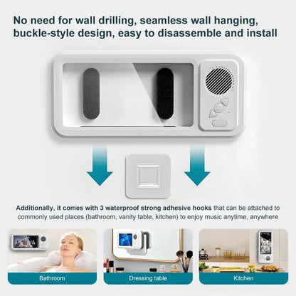 Bathroom shower waterproof phone holder Bluetooth speaker 360°Rotation touch screen mobile phone box watch movie listening music Summervibes