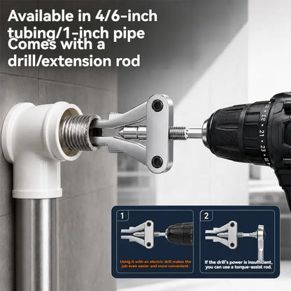 Broken Pipe Thread Extractor, Universal 1/2" 3/4" 1" Pipe Nipple Remover, Drill Powered Broken Thread Removal Tool for Rusty Faucet & Pipe Nipples