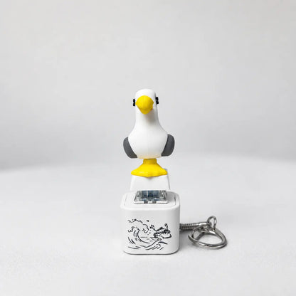 Funny Seagull MINE! Button Keychain-Real Sound & LED Light,Funny Interactive Gift for Friends & Family