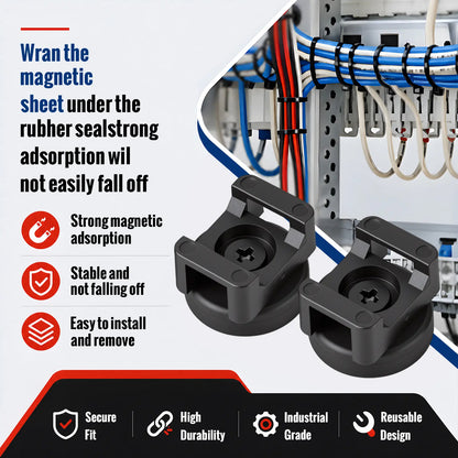 Heavy-Duty Magnetic Cable Tie Mounts, 22mm Magnetic Zip Tie Mount Bases, 22lbs Strong Magnetic Wire Holders and Cable Organizers for Home, Office, Marine, and Electrical Wire Management