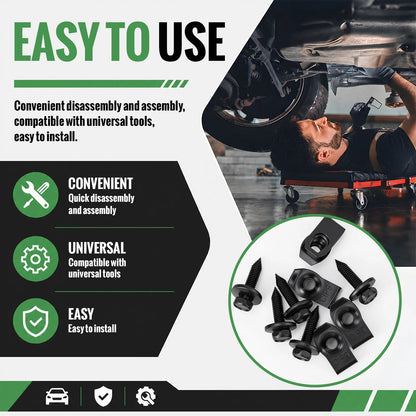 50PCS 1/4 Body Bolts & U-Nut Clips Kit for Fender Bumper Engine Cover Splash Shield Fastener Retainer Clips, Automotive Universal Screws Black(25 Sets)
