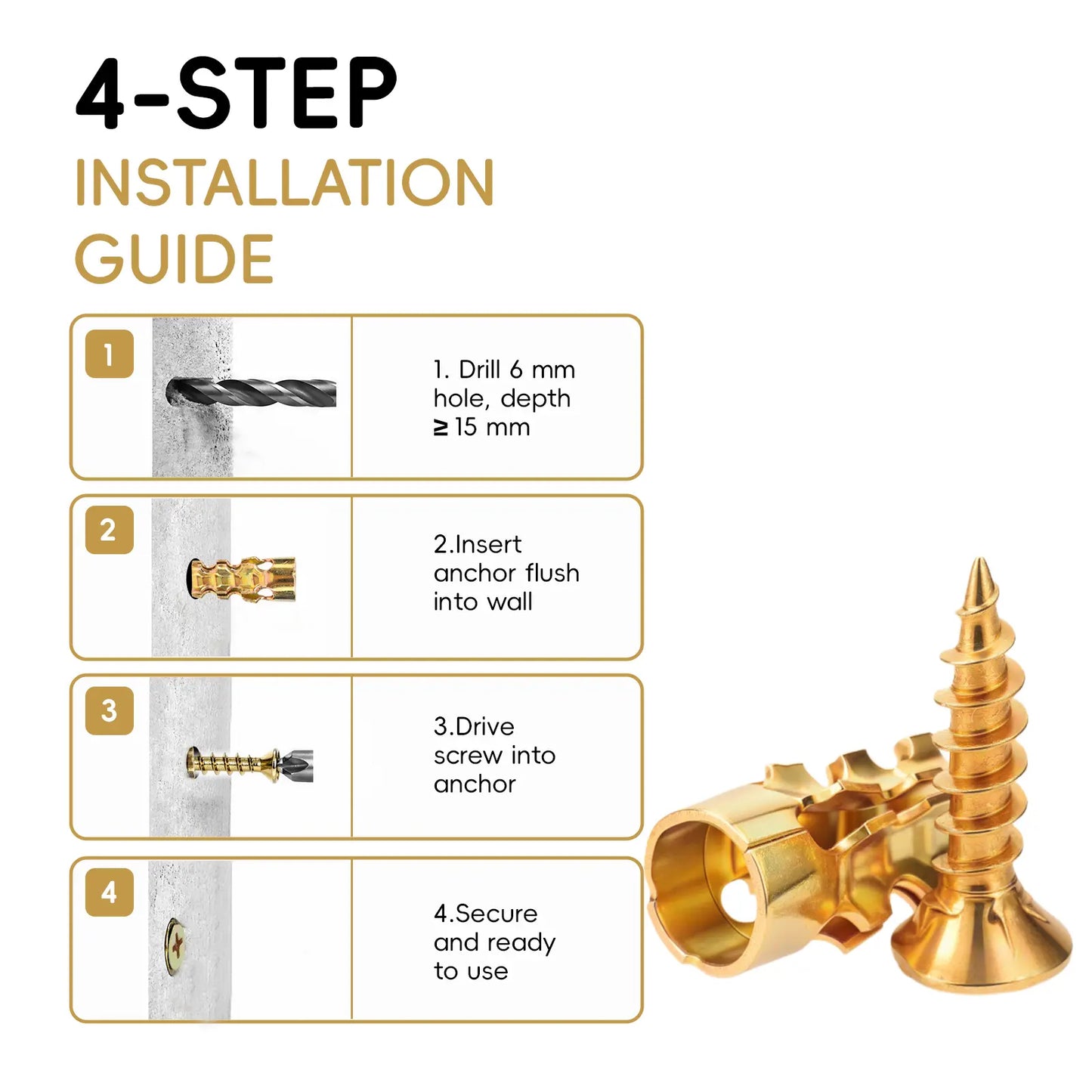 6*14mm Door Hinge Thread Repair Screws, 30Pack/60Pack Short Expansion Wall Anchors, Stripped Thread Repair Fixer for Cabinet, Tile, Stone and Partition Hinge Mounting fathersdaygift