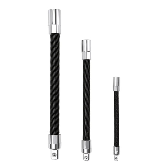 Flexible Socket Extension Bar Set 3-Piece 1/2" 3/8" 1/4" Shaft Drive 10" 8" 6"-Spring-Loaded Detent Balls to Prevent Slipping, fathersdaygift fathersdaygift