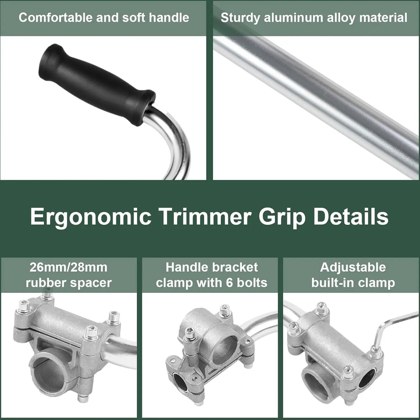 Grass Trimmer Handle, Aluminum Trimmer Handle with Bracket Clip Feature, Multifunctional Garden Trimmer Handle, Power Tool Accessories, Aluminum Construction