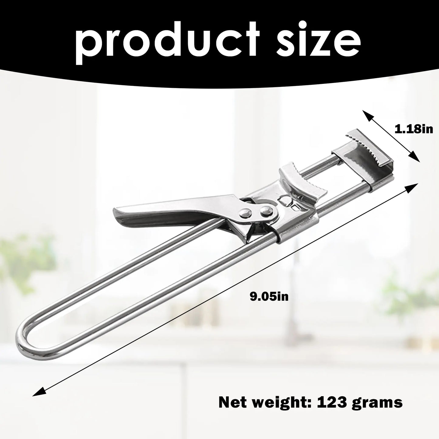 Jar Opener for Weak Hands, Multifunctional Adjustable Can Opener, Stainless Steel Jar Lid Opener Bottle Opener Tool for Seniors with Arthritis, Manual Jar Gripper for Kitchen