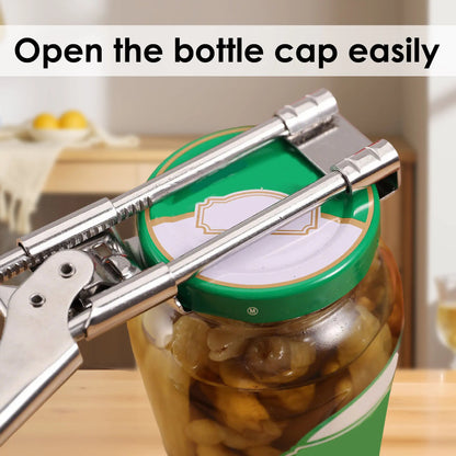 Jar Opener for Weak Hands, Multifunctional Adjustable Can Opener, Stainless Steel Jar Lid Opener Bottle Opener Tool for Seniors with Arthritis, Manual Jar Gripper for Kitchen