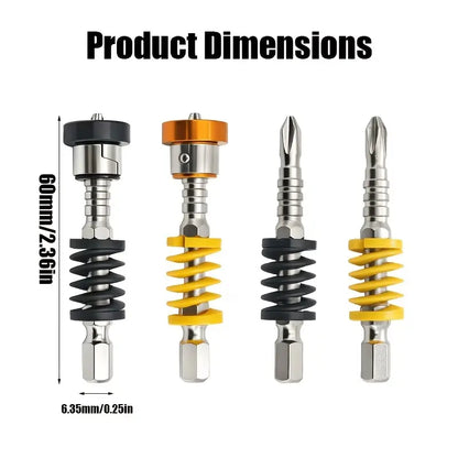 Magnetic Screwdriver Bits Set (Pack of 5) - Spring-Loaded Quick Change Hex Shank Drill Attachment Tool Kits for Electric Drills, Power Tools, Father's Day Gift, Fast Bit Changes, Drill Work