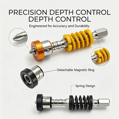 Magnetic Screwdriver Bits Set (Pack of 5) - Spring-Loaded Quick Change Hex Shank Drill Attachment Tool Kits for Electric Drills, Power Tools, Father's Day Gift, Fast Bit Changes, Drill Work