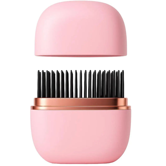 Mini Cordless Hair Straightener, Portable 2-in-1 Heated Comb & Iron, USB-C Rechargeable, Travel-Friendly Styling Tool, Multifunctional Hair Styler For Travel & Home Anti-Frizz Brush Pink