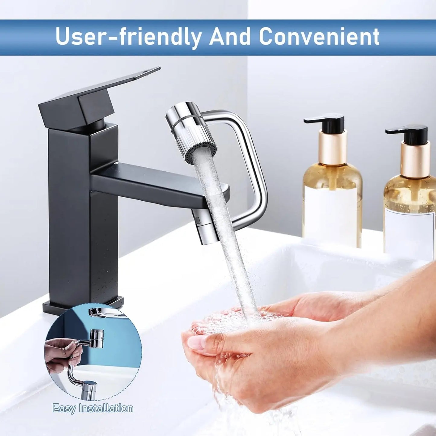 Rotatable Faucet Aerator Extension - for Effortless, All-Angle Control, Rotating Swivel Faucet Aerator Extender, Kitchen Bathroom Sink Faucets Sprayer Attachment with 2 Mode Splash(1PC)