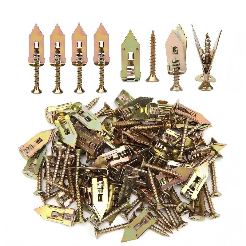 Self-Drilling Drywall Expansion Plug Anchors Kit (40PCS, 100PCS, 200PCS Options) – No Drill Needed, Strong Load-Bearing, Corrosion-Resistant, Easy to Hang for Home & Office, Includes Anchors, Screws, Adjustable Hooks & Bracket for Quick Install