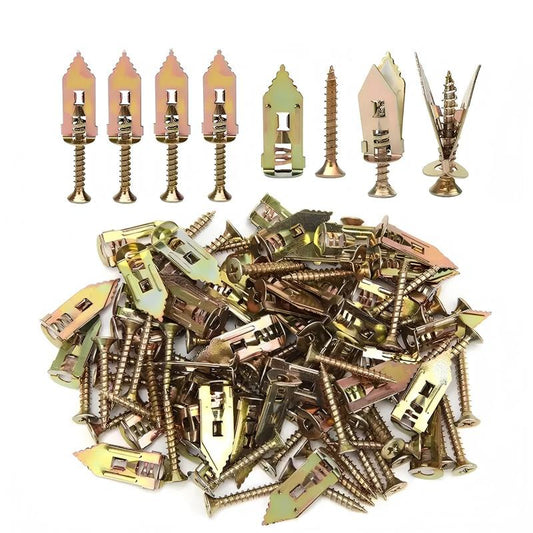 Self-Drilling Drywall Expansion Plug Anchors Kit (40PCS, 100PCS, 200PCS Options) – No Drill Needed, Strong Load-Bearing, Corrosion-Resistant, Easy to Hang for Home & Office, Includes Anchors, Screws, Adjustable Hooks & Bracket for Quick Install