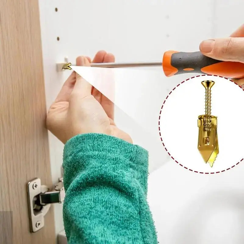 Self-Drilling Drywall Expansion Plug Anchors Kit (40PCS, 100PCS, 200PCS Options) – No Drill Needed, Strong Load-Bearing, Corrosion-Resistant, Easy to Hang for Home & Office, Includes Anchors, Screws, Adjustable Hooks & Bracket for Quick Install