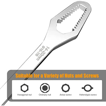Universal Wrench,Self-Tightening Adjustable Wrench 8-22mm, 3mm Carbon Steel, Double-Head with Torx Socket, Auto-Grip Non-Slip Universal Wrench for Car & Home Repair